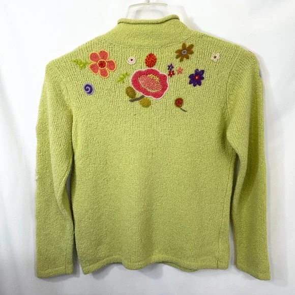 Susan Bristol Small Sweater Green Floral Long Sleeve Pullover Y2K Cottagecore196 - Picture 3 of 10